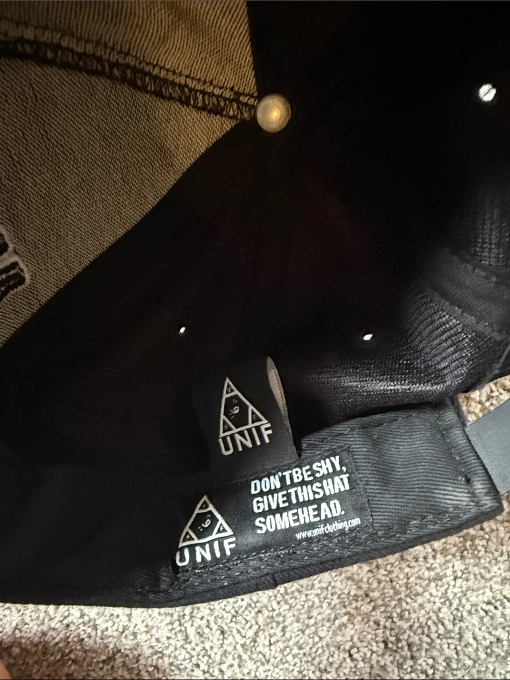 unit Never on my mind Black Snapback Cap with Yellow Emblem hat unisex
